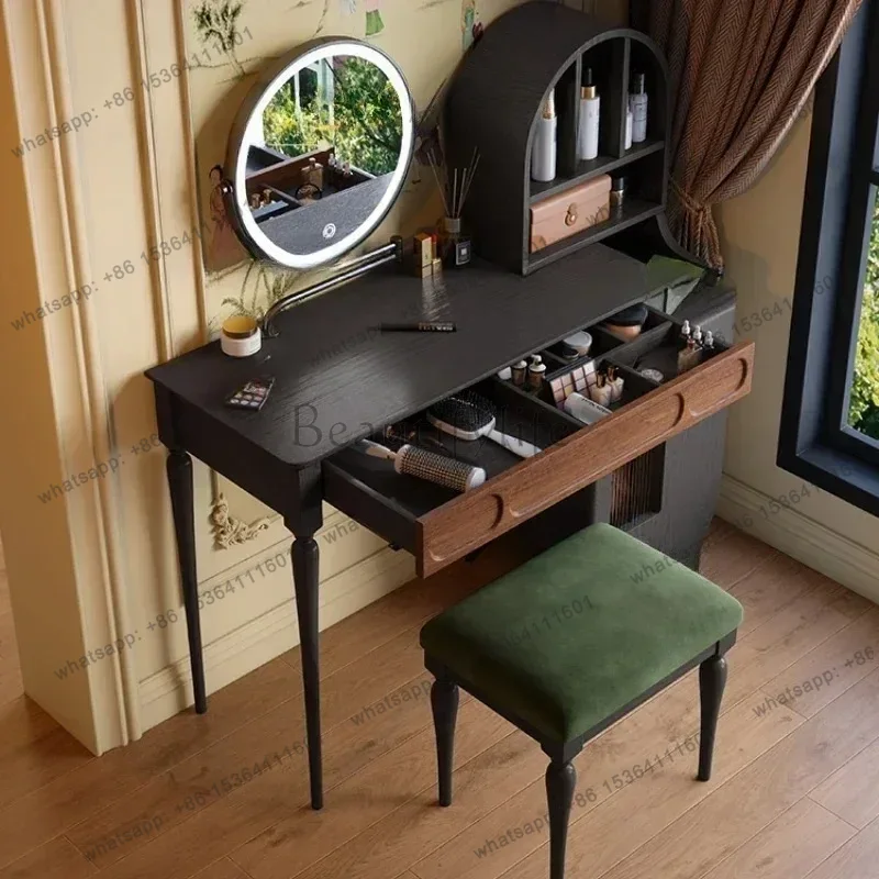 Beauty Makeup Vanity Set - Organizador LJY, tocador negro con cajones