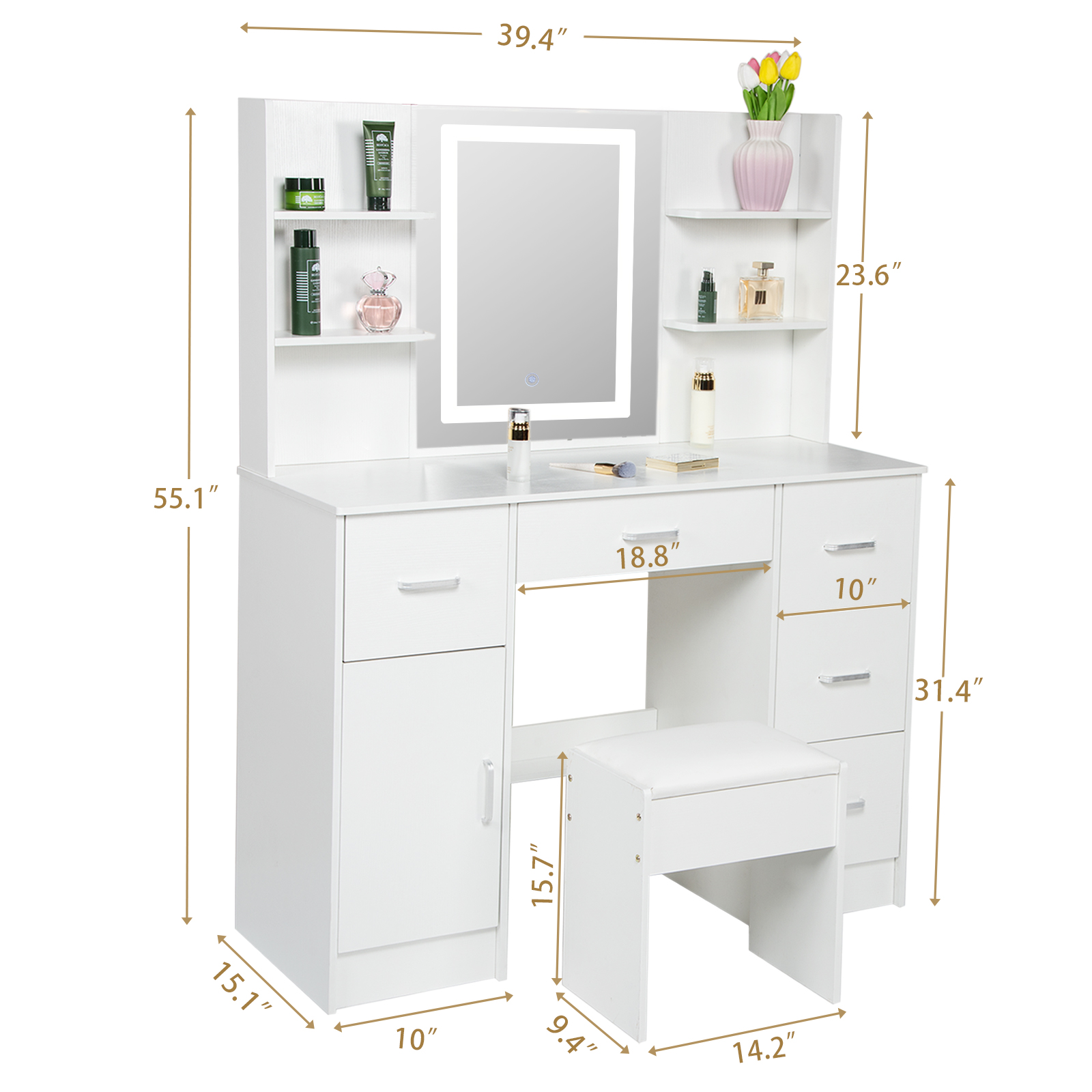 Juego de tocador con iluminaci - Beauty Makeup Vanity Set reseña y precio